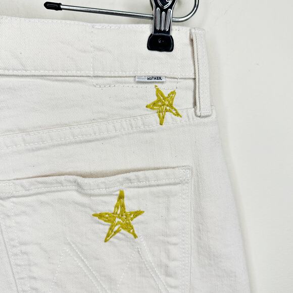 Mother The Tomcat Kick Fray High Rise Shoot for the Star Cream Denim Shorts 31 - Picture 10 of 15